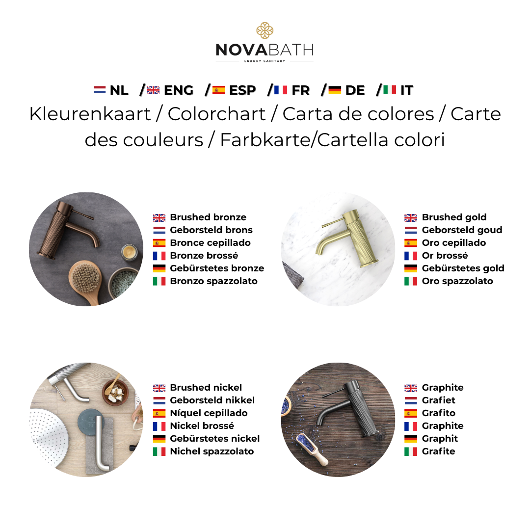 Inbouw douchemengkranen Valencia - Staafhanddouche - Zonder achterplaat - Brushed gold