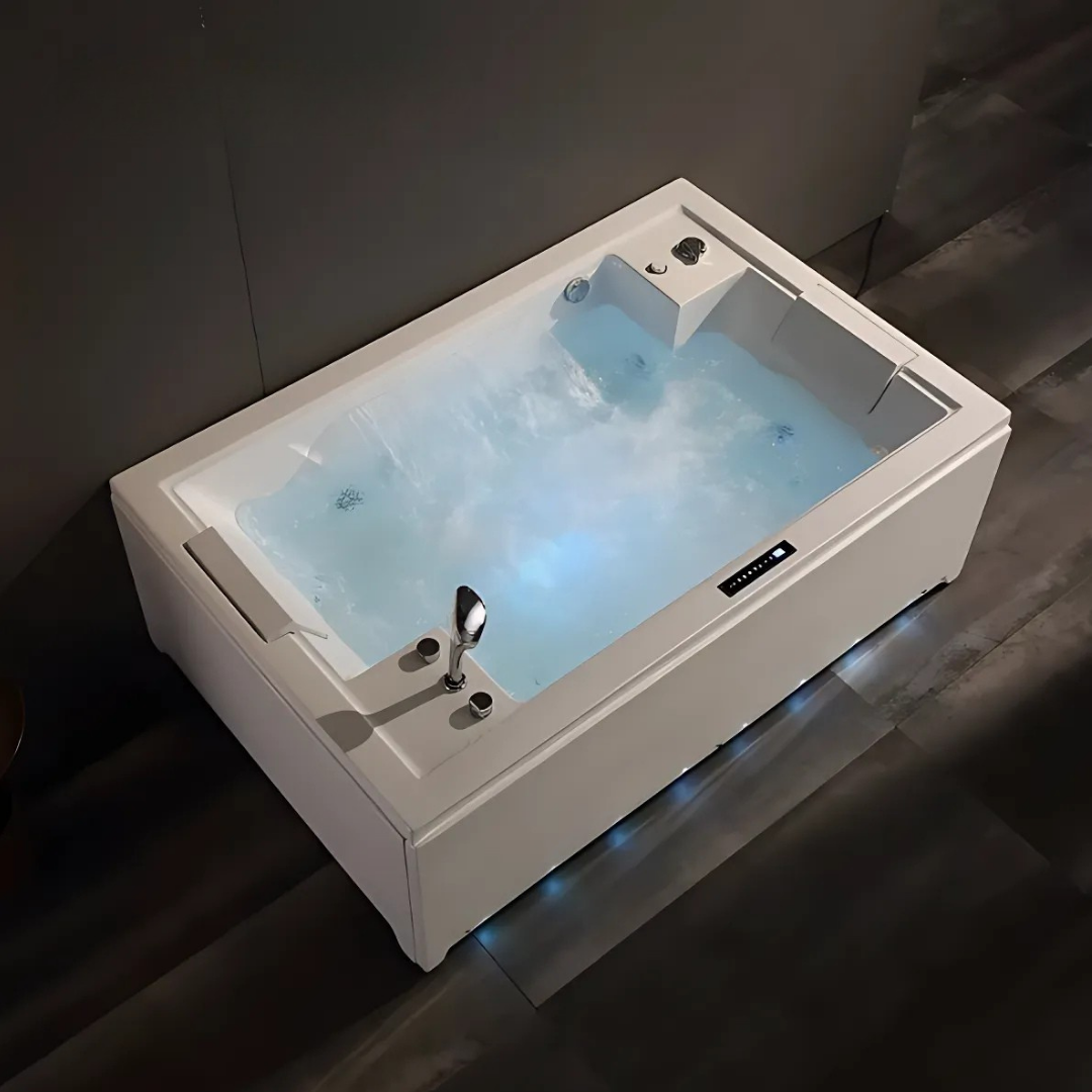 Opbouw Massagebad – Emerson – Glans Wit – 185x122x67 cm