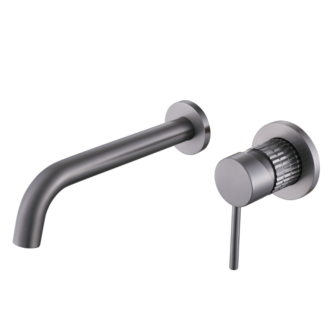 Inbouw wastafelkraan Angelica - Gunmetal grey - Incl. inbouwdeel - 23 × 20.5 × 10 cm