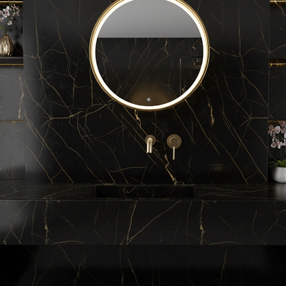 Inbouw wastafelkraan Angelica - Geborsteld goud - Incl. inbouwdeel - 23 × 20.5 × 10 cm