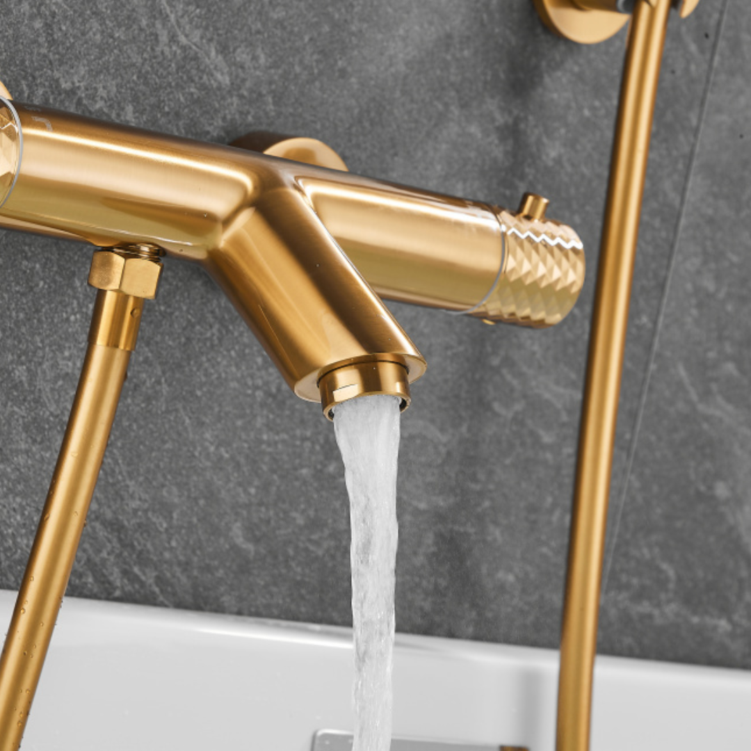 Thermostatische opbouw badkraan - Alessandra - Geborsteld goud