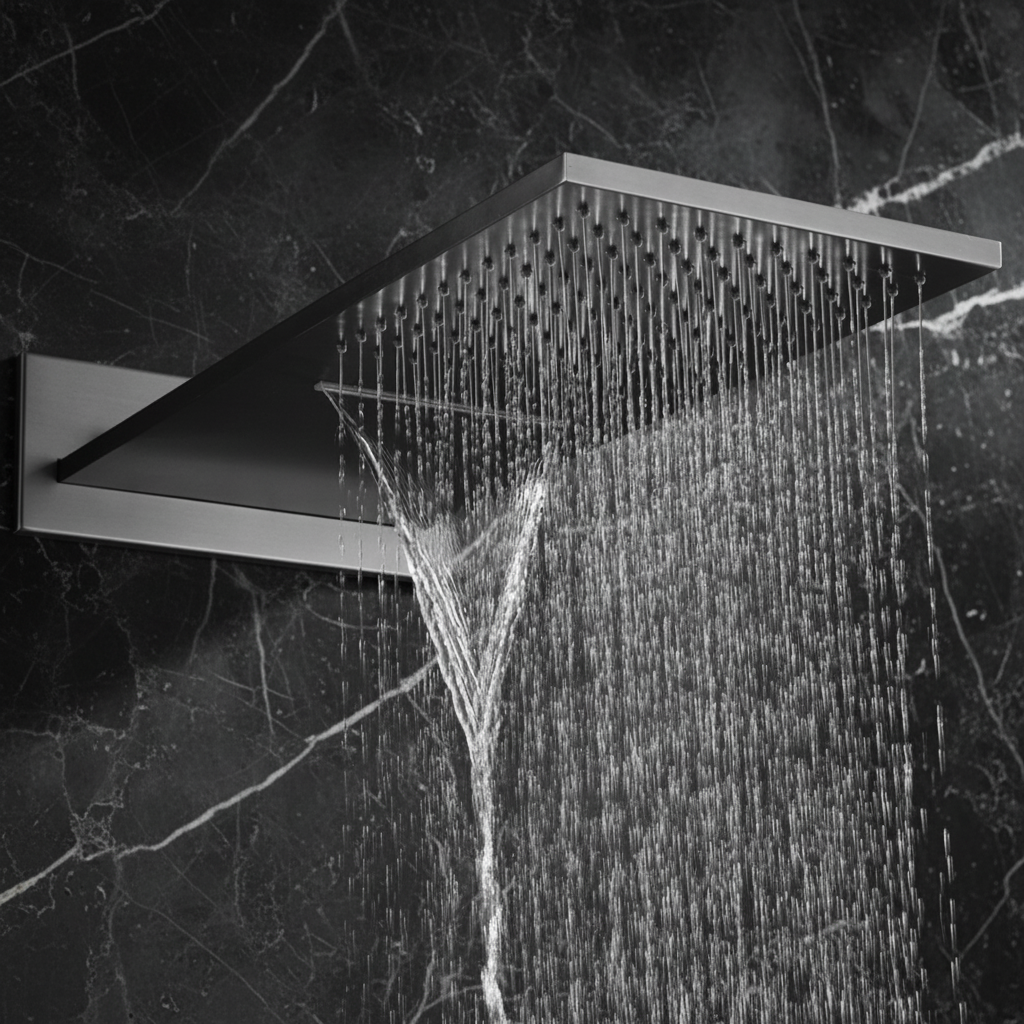 Thermostatische Inbouw Regendoucheset Isabella - Waterval - Gunmetal grey - Incl. inbouwdeel