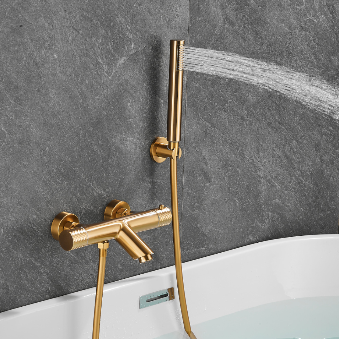 Thermostatische opbouw badkraan - Alessandra - Geborsteld goud