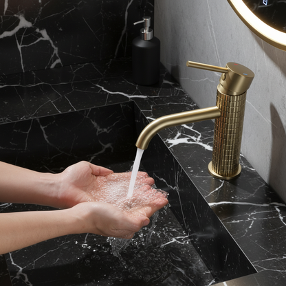 Opbouw wastafelkraan Angelica - Geborsteld goud - 15.9 × 12.2 × 5.5 cm