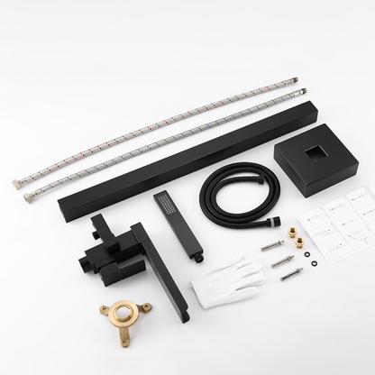 Vrijstaande Badkraan Lisandro – Watervaluitloop – Mat zwart - 87 × 22 × 15 cm