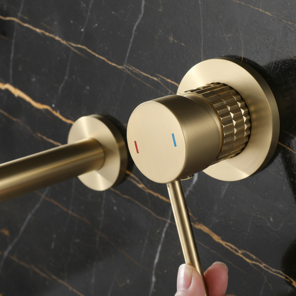 Inbouw wastafelkraan Angelica - Geborsteld goud - Incl. inbouwdeel - 23 × 20.5 × 10 cm