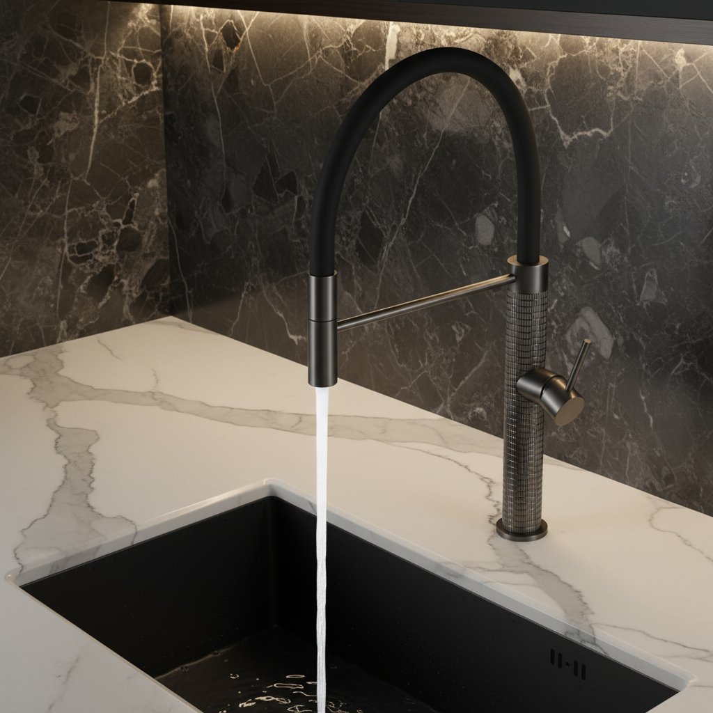 Semi-professionele Keukenkraan Angelica – Uittrekbare Uitloop – Gunmetal Grey - 52.9 × 24.9 × 5.5 cm