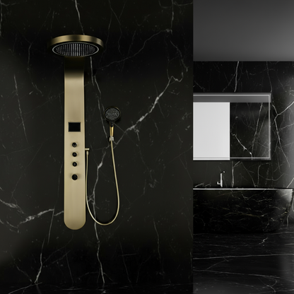 Douchepaneel Elena - LED - Digitaal display - Geborsteld goud - 145 × 18 × 65 cm