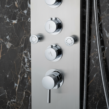 Douchepaneel Manuel – Waterval – Massagejets – Geborsteld nikkel - 150 × 20 × 60 cm