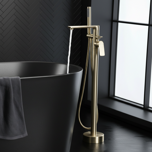 Vrijstaande badkraan Emilia - Geborsteld goud - 88 × 22 × 16 cm