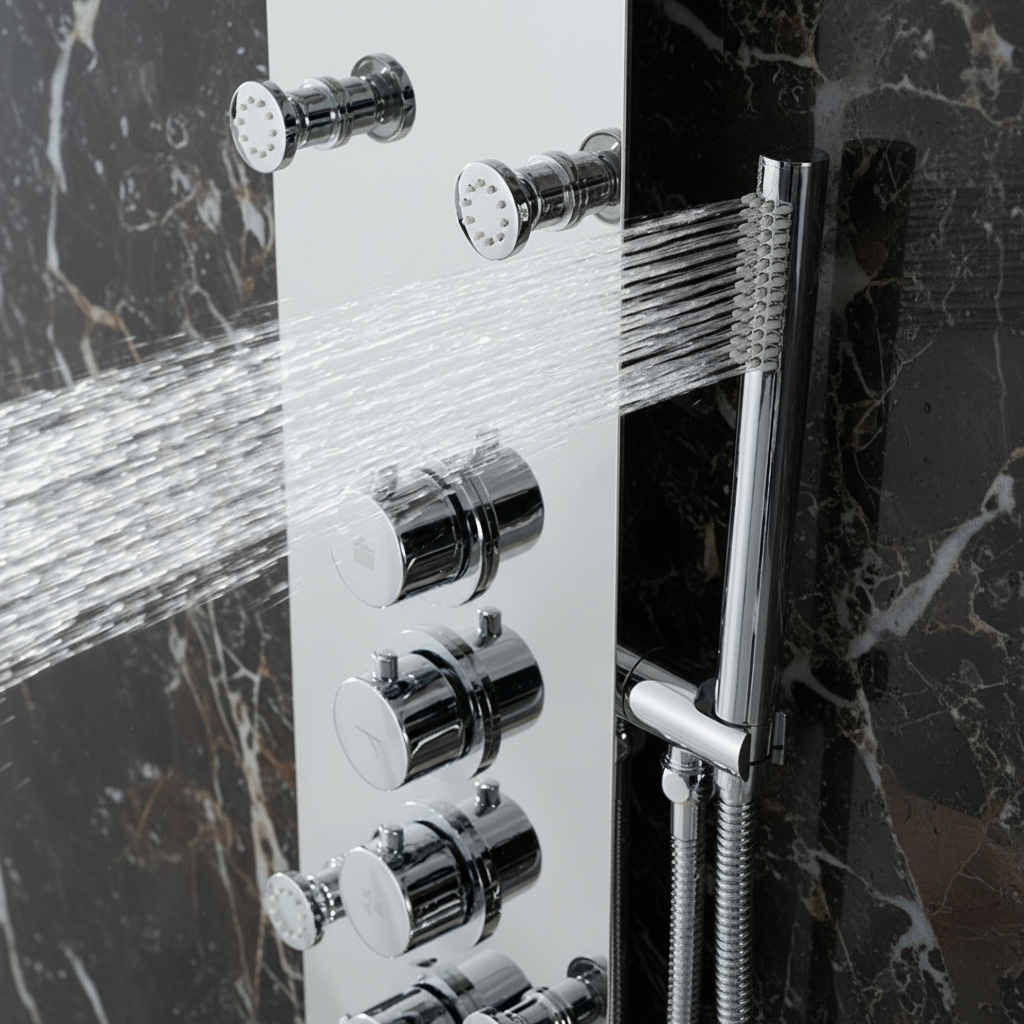 Douchepaneel Nana – Waterval – Massagejets – Chroom- 150 × 20 × 60 cm