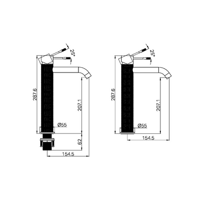 Hoge wastafelkraan Valencia - 1-Gats - Brushed bronze