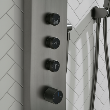 Douchepaneel Elena - LED - Digitaal display - Gunmetal grey - 145 × 18 × 65 cm