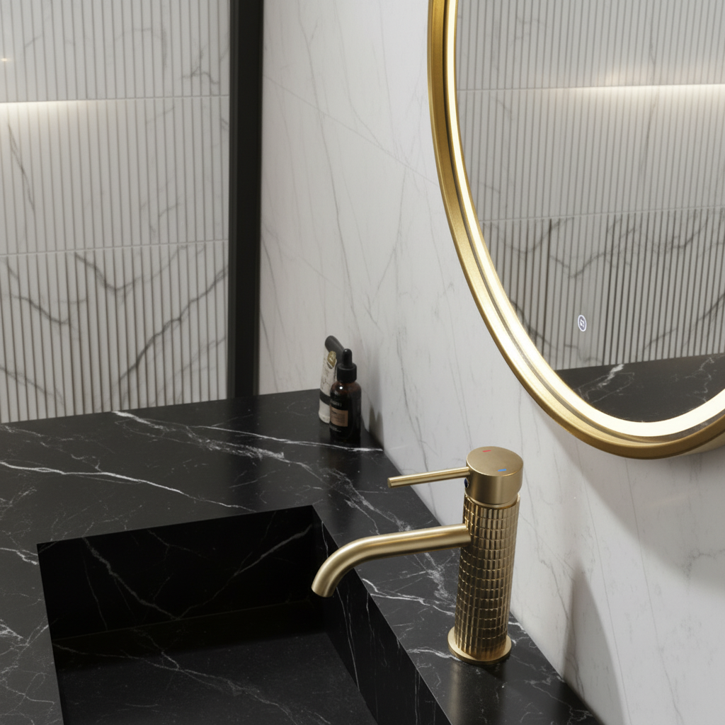 Opbouw wastafelkraan Angelica - Geborsteld goud - 15.9 × 12.2 × 5.5 cm