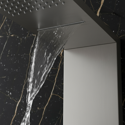 Douchepaneel Manuel – Waterval – Massagejets – Gunmetal grey, Chroom - 150 × 20 × 60 cm