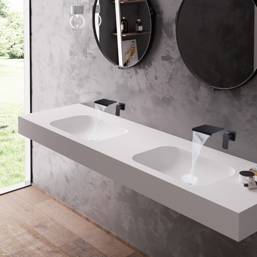 Inbouw wastafelkraan Louise - Mat zwart - Incl. inbouwdeel