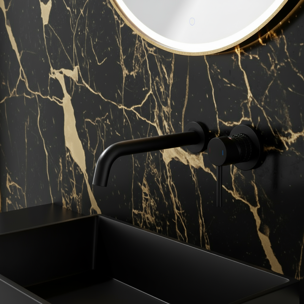 Inbouw wastafelkraan Angelica - Mat zwart - Incl. inbouwdeel - 23 × 20.5 × 10 cm