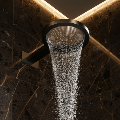 Thermostatische Inbouw Regendoucheset Marino – Digitale display - Waterval & Staafhanddouche – Gunmetal Grey - Incl. inbouwdeel