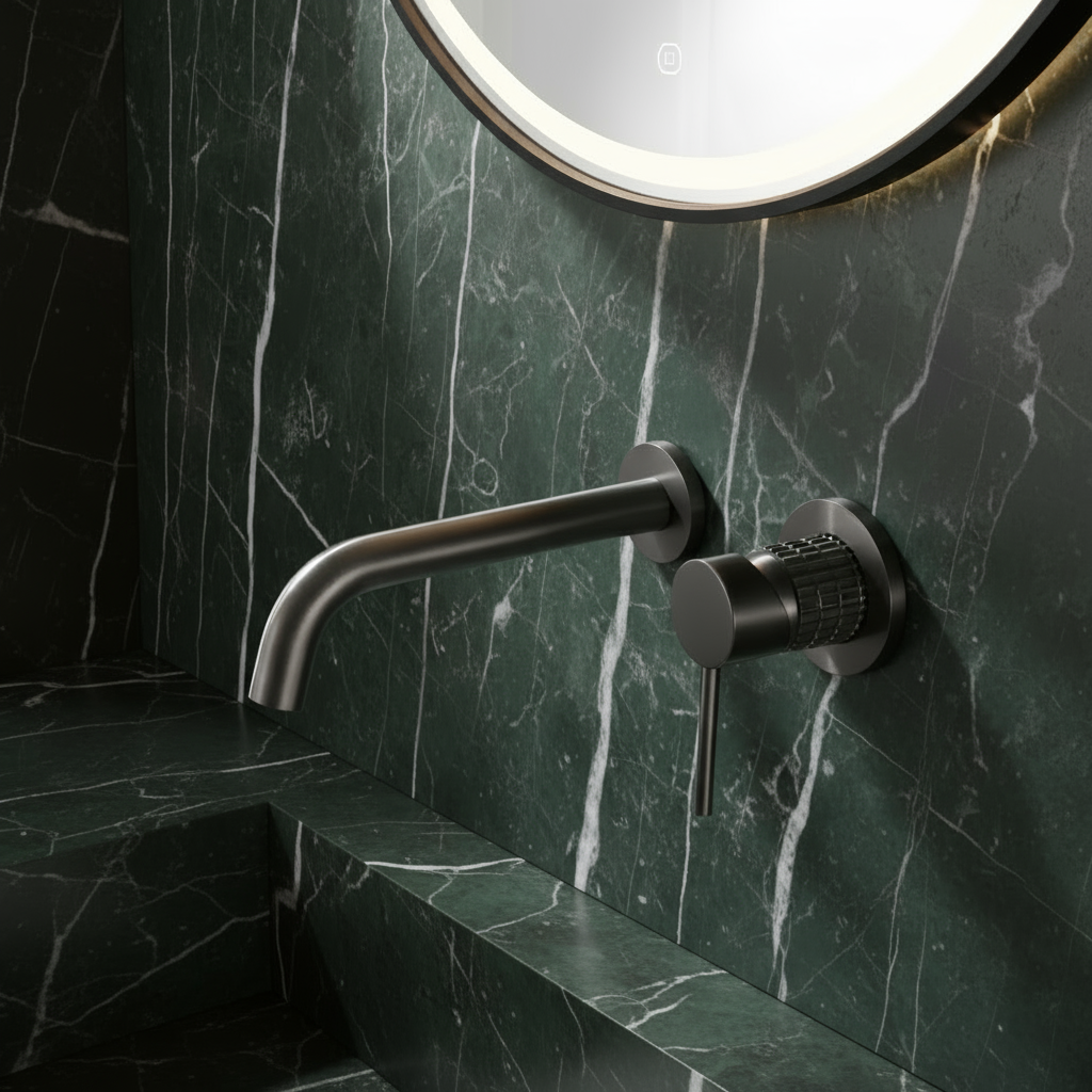 Inbouw wastafelkraan Angelica - Gunmetal grey - Incl. inbouwdeel - 23 × 20.5 × 10 cm