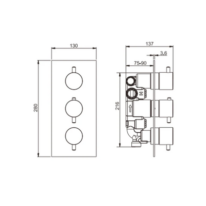 Thermostatiche inbouw regendoucheset Valencia - Luchtdouche - Geborsteld goud