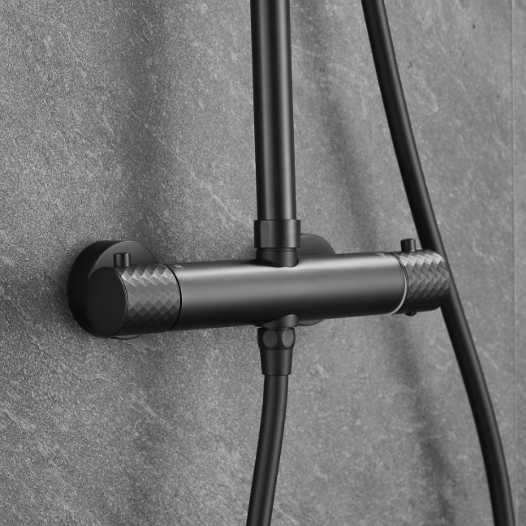 Thermostatisch opbouw regendoucheset - Julio - Zwart