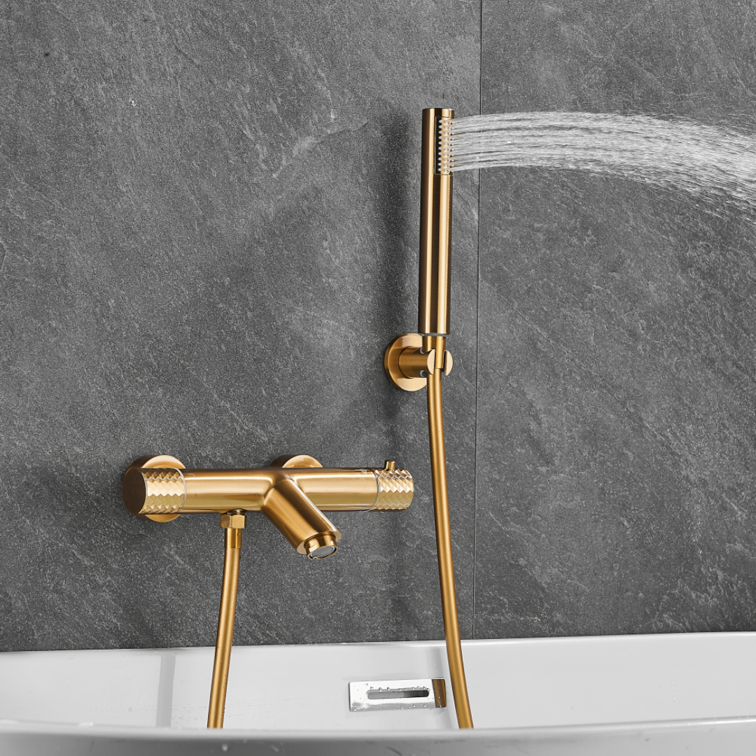 Thermostatische opbouw badkraan - Alessandra - Geborsteld goud