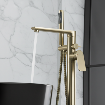 Vrijstaande badkraan Emilia - Geborsteld goud - 88 × 22 × 16 cm