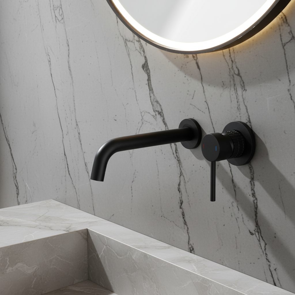 Inbouw wastafelkraan Angelica - Mat zwart - Incl. inbouwdeel - 23 × 20.5 × 10 cm