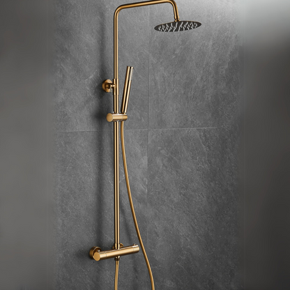Thermostatisch opbouw regendoucheset - Julio - Geborsteld goud