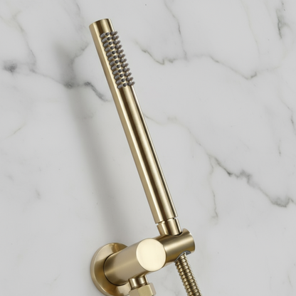 Inbouw Regendoucheset Vincent – Staafhanddouche – Geborsteld goud - Incl. inbouwdeel