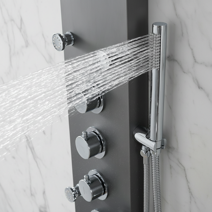 Douchepaneel Manuel – Waterval – Massagejets – Gunmetal grey, Chroom - 150 × 20 × 60 cm