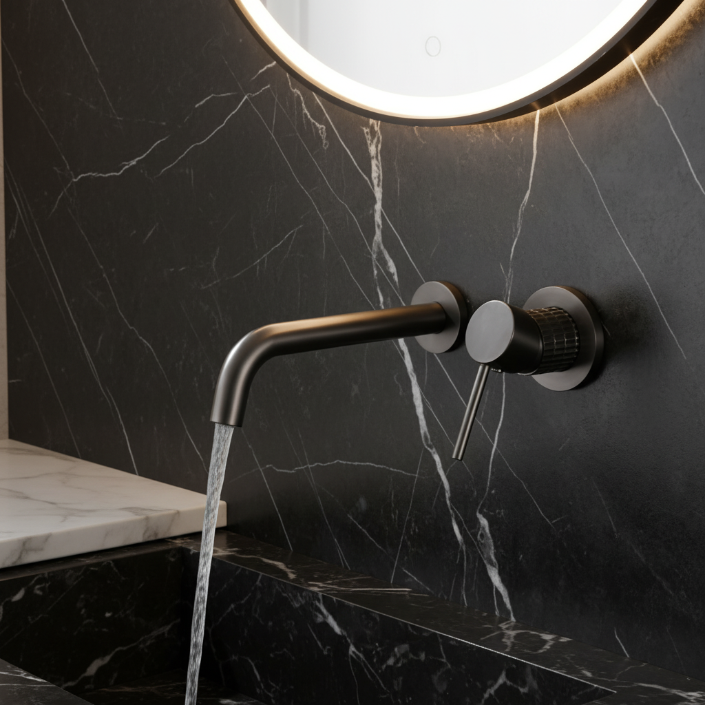 Inbouw wastafelkraan Angelica - Gunmetal grey - Incl. inbouwdeel - 23 × 20.5 × 10 cm