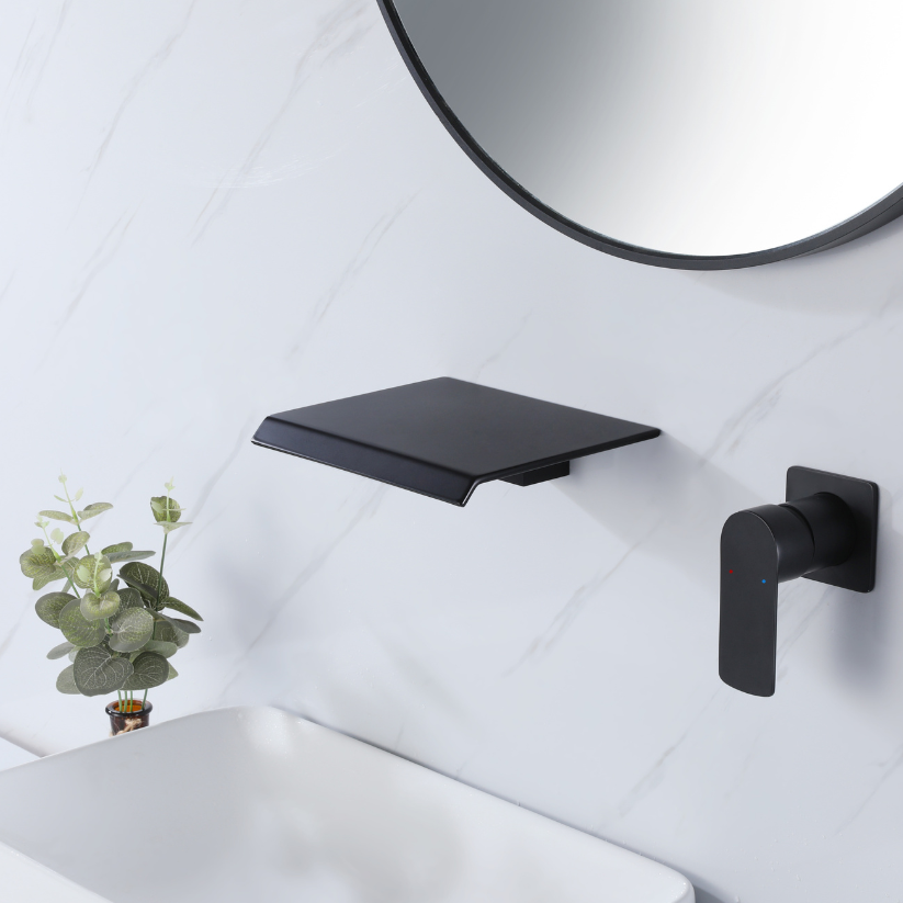 Inbouw wastafelkraan Louise - Mat zwart - Incl. inbouwdeel