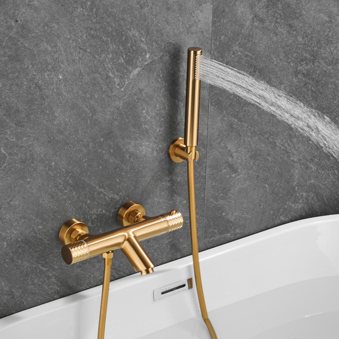 Thermostatische opbouw badkraan - Alessandra - Geborsteld goud