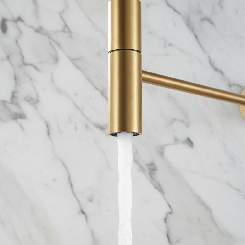 Semi-professionele Keukenkraan Angelica – Uittrekbare Uitloop – Geborsteld goud - 52.9 × 24.9 × 5.5 cm