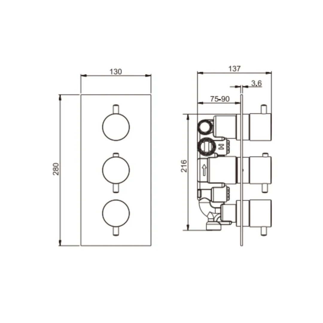 Thermostatiche inbouw regendoucheset Valencia - Air shower II - Brushed nickel
