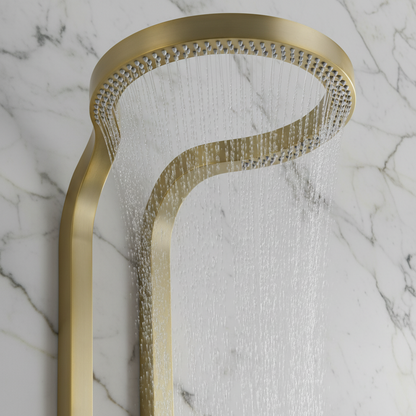 Thermostatisch Douchepaneel Marcelo – Digitale Display - Geborsteld goud - 182 × 40 × 52 cm