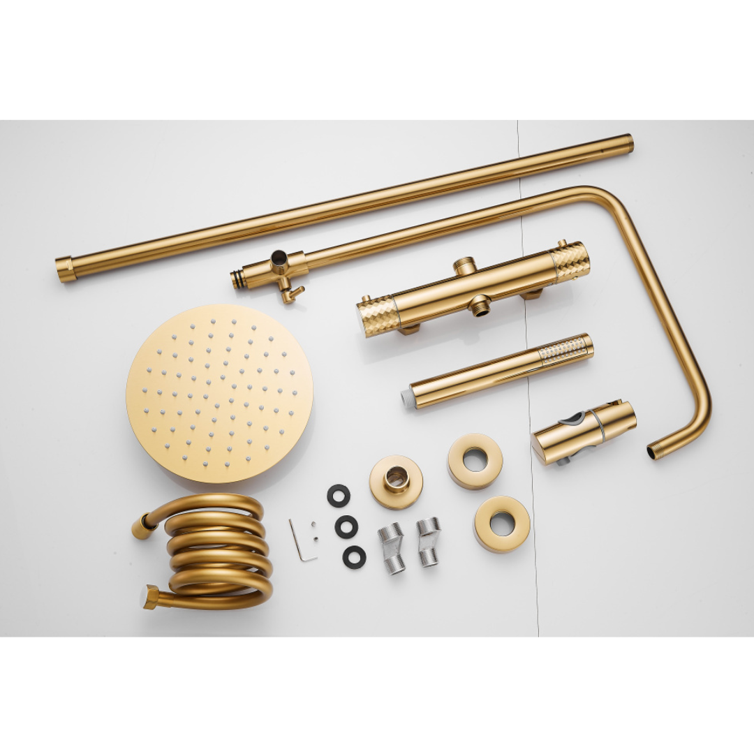 Thermostatisch opbouw regendoucheset - Julio - Geborsteld goud