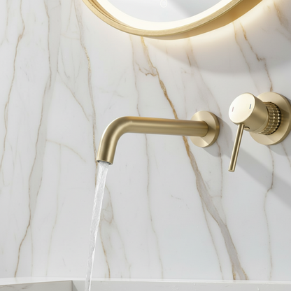 Inbouw wastafelkraan Angelica - Geborsteld goud - Incl. inbouwdeel - 23 × 20.5 × 10 cm