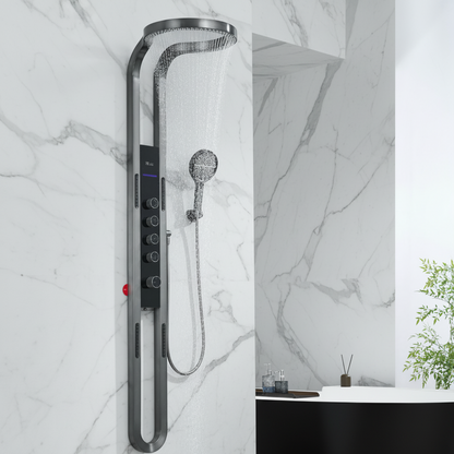 Thermostatisch Douchepaneel Marcelo – Digitale Display - Gunmetal Grey - 182 × 40 × 52 cm