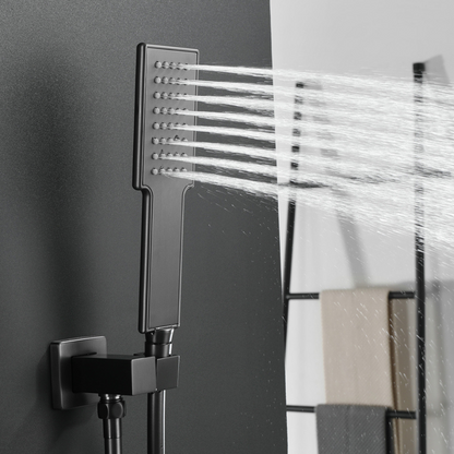 Thermostatische Inbouw Regendoucheset Isabella - Waterval - Gunmetal grey - Incl. inbouwdeel