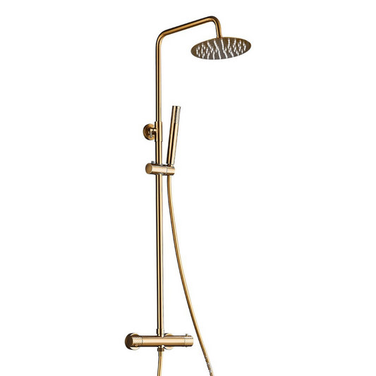 Thermostatisch opbouw regendoucheset - Julio - Geborsteld goud