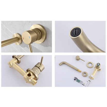 Inbouw wastafelkraan Angelica - Geborsteld goud - Incl. inbouwdeel - 23 × 20.5 × 10 cm