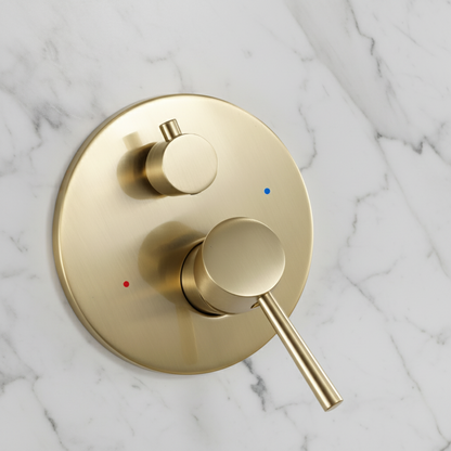 Inbouw Regendoucheset Vincent – Staafhanddouche – Geborsteld goud - Incl. inbouwdeel