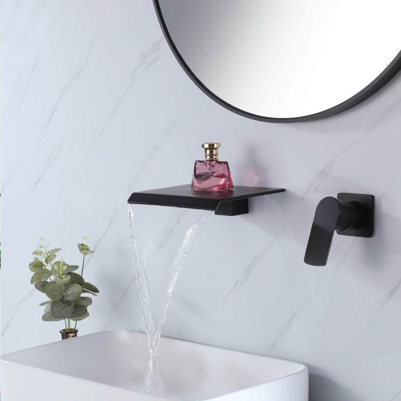 Inbouw wastafelkraan Louise - Mat zwart - Incl. inbouwdeel