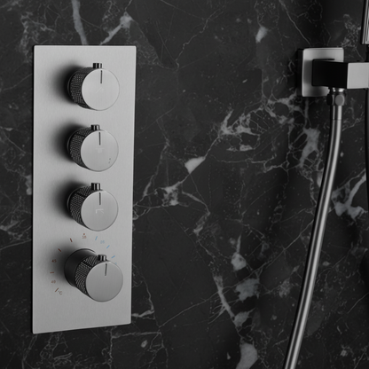 Thermostatische Inbouw Regendoucheset Isabella - Waterval - Gunmetal grey - Incl. inbouwdeel