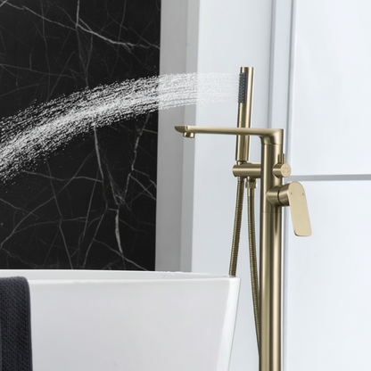 Vrijstaande badkraan Emilia - Geborsteld goud - 88 × 22 × 16 cm