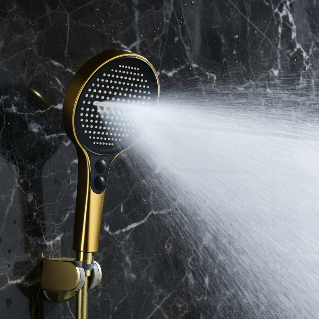 Douchepaneel Elena - LED - Digitaal display - Geborsteld goud - 145 × 18 × 65 cm