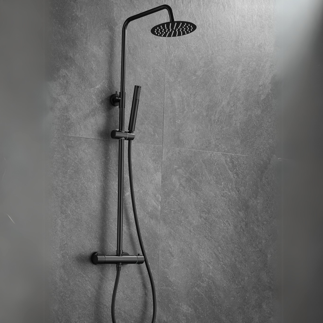 Thermostatisch opbouw regendoucheset - Julio - Zwart