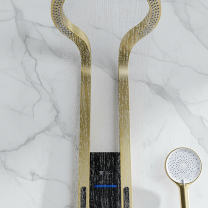 Thermostatisch Douchepaneel Marcelo – Digitale Display - Geborsteld goud - 182 × 40 × 52 cm